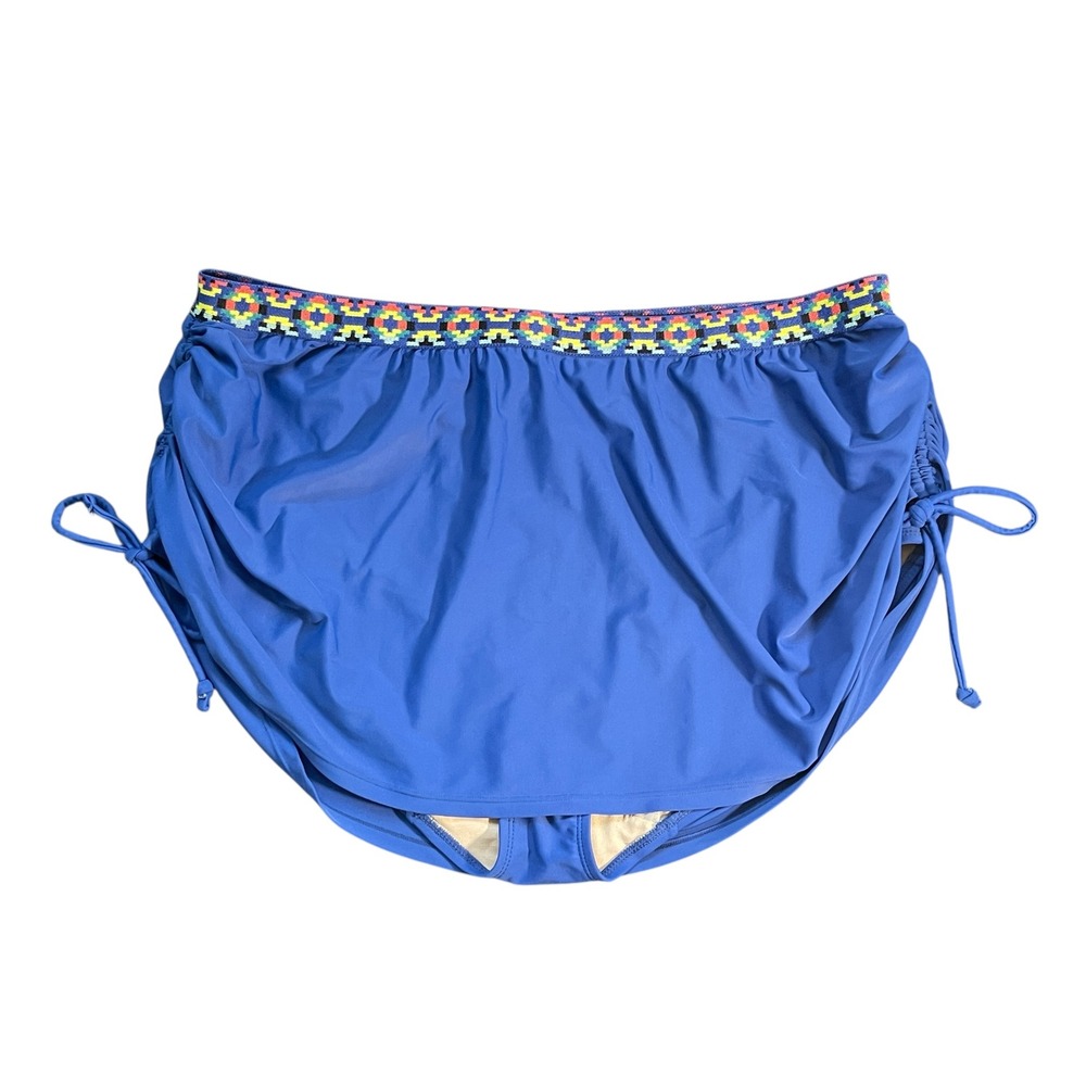 Cacique Swim Skirtini Bottom Blue Multicolor Drawstring Plus Size 24